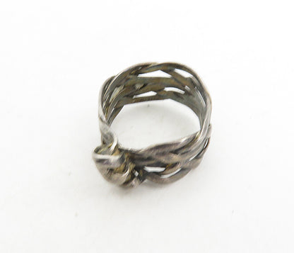 925 Sterling Silver  Vintage Modernist Braided Shank Band Ring Sz 6.5  RG8672