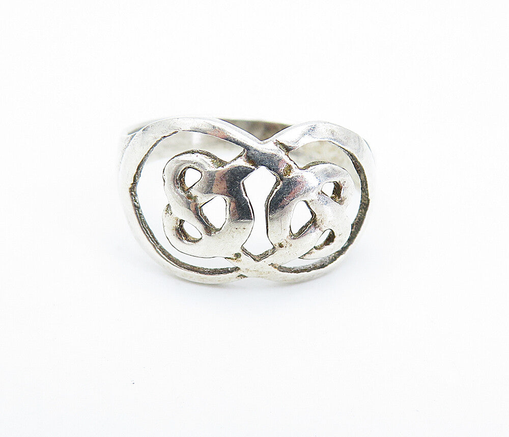 925 Sterling Silver  Vintage Shiny Open Pretzel Knot Band Ring Sz 9  RG6241