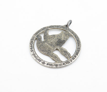 WALLACE STERLING 925 Silver  Vintage Oxidized Peace Doves Pendant  PT2595