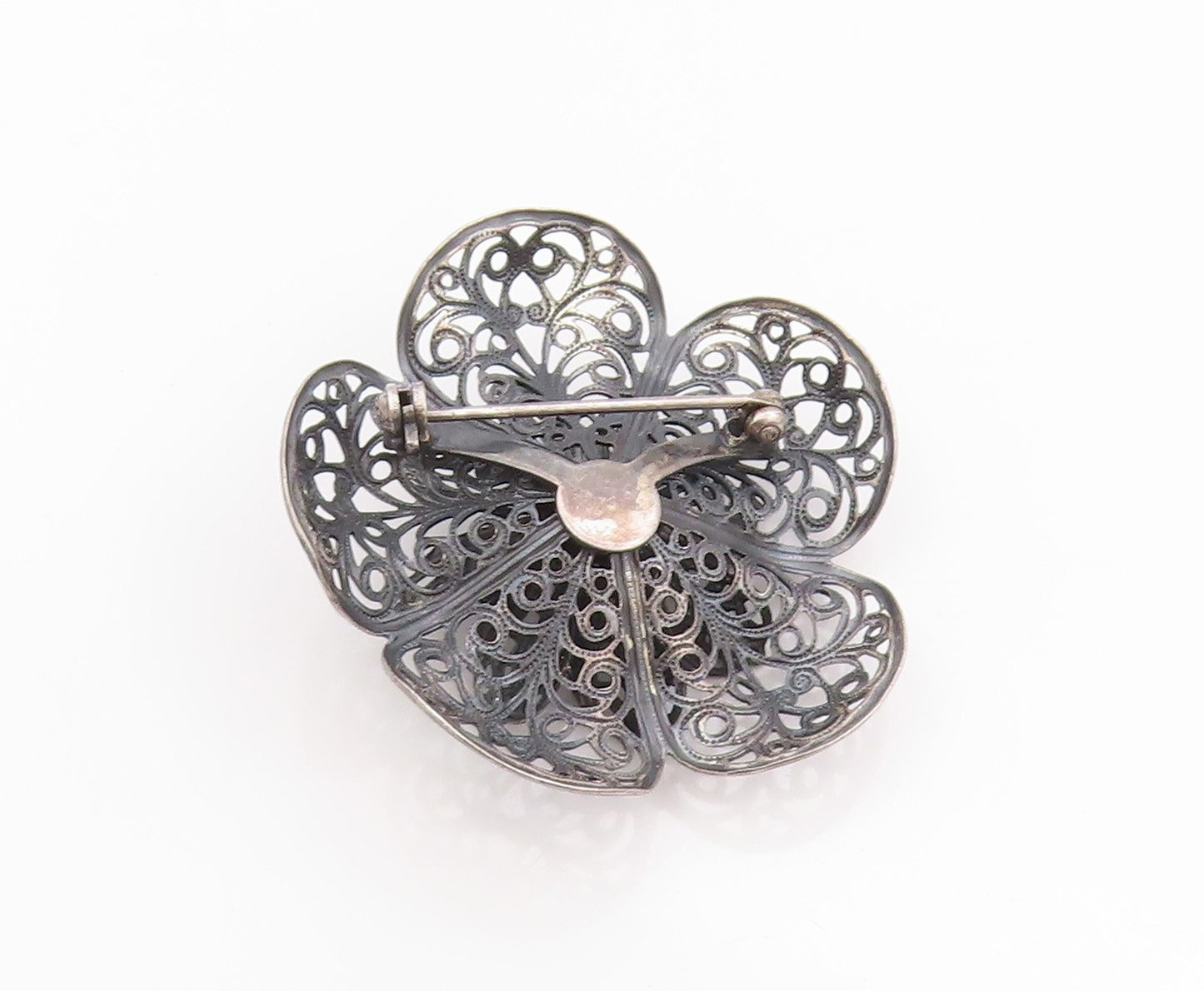 925 Sterling Silver Vintage Brooch Antique Daisy Floral Filigree Design  BP11836