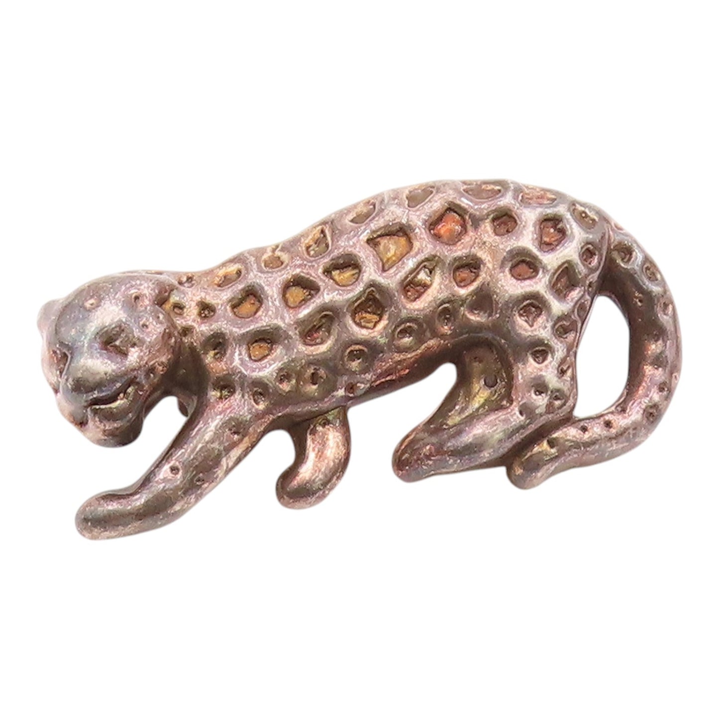 925 Sterling Silver  Vintage Dark Tone Hollow Leopard Motif Brooch Pin  BP4371