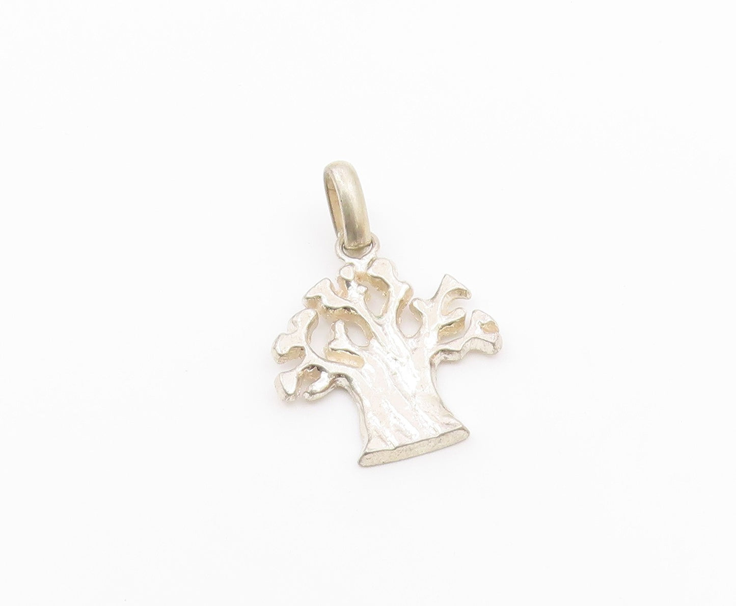 925 Sterling Silver  Vintage Shiny Tree Motif Drop Pendant  PT19386