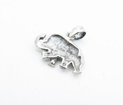 925 Sterling Silver  Vintage Petite Shiny Elephant Motif Drop Pendant  PT5461