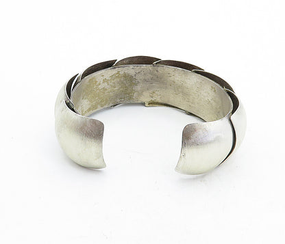 925 Sterling Silver  Vintage Matte Segmented Design Cuff Bracelet  BT1860