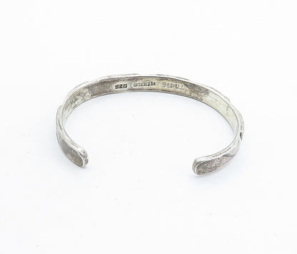 MEXICO 925 Sterling Silver Vintage Dark Tone Petite Cuff Bracelet BT2049