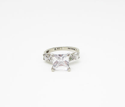 925 Sterling Silver  White Cubic Zirconia 5Stone Engagement Ring Sz 6  RG2967