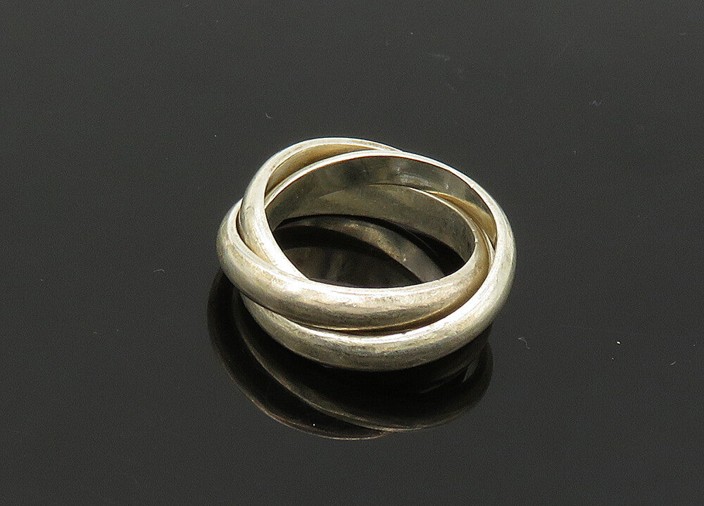 925 Sterling Silver  Vintage Minimalist Shiny Band Rolling Ring Sz 7  RG21354