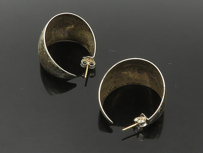 925 Silver & 14K GOLD  Vintage Minimalist Wide Curve Drop Earrings EG11530