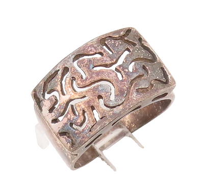 925 Sterling Silver Vintage Ring Solid Cutout Worms Like Design  Sz 8  RG28044