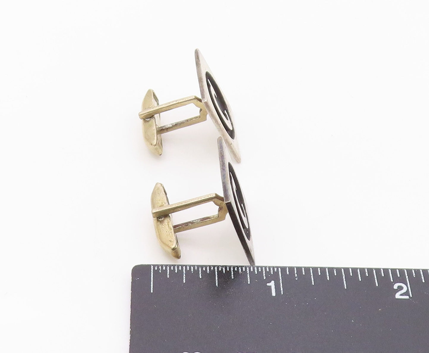 MEXICO 925 Sterling Silver  Vintage Carved Initial C Square Cufflinks  TR3373