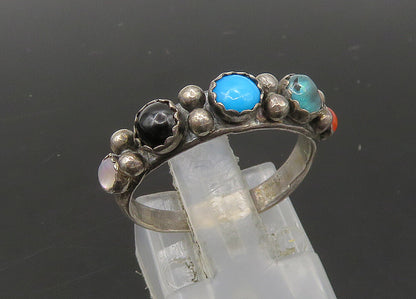 SOUTHWESTERN 925 Silver Vintage Turquoise & Multi Stone Ring Sz 7 RG23098