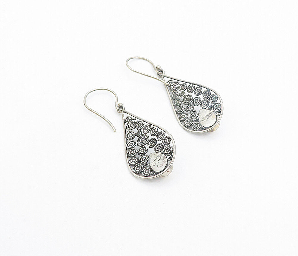 925 Sterling Silver & 18K GOLD  Vintage Spiral Twist Dangle Earrings  EG3597