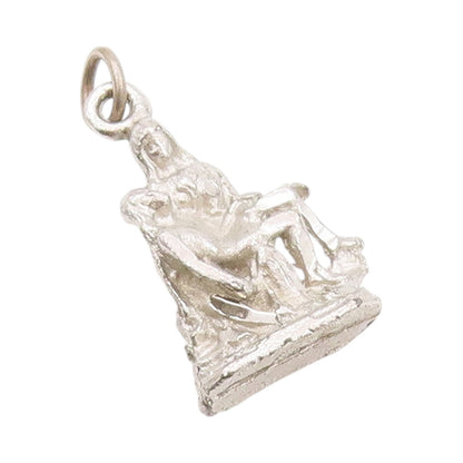 925 Sterling Silver Vintage Pendant Religious Mother Mary & Jesus Charm  PT24113