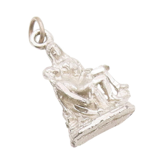925 Sterling Silver Vintage Pendant Religious Mother Mary & Jesus Charm  PT24113