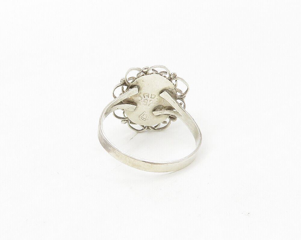 MEXICO 925 Silver  Vintage Turquoise Floral Twist Cocktail Ring Sz 8  RG17501