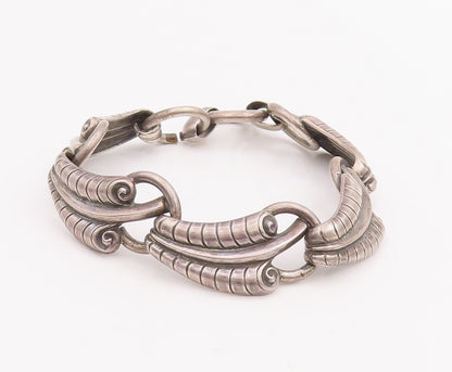 925 Sterling Silver Vintage Bracelet Solid Carved Bamboo Effect Design  BT10600