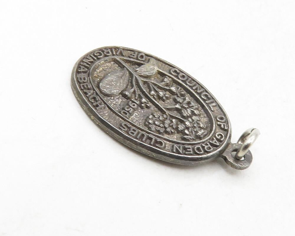 925 Sterling Silver  Vintage Virginia Beach Garden Club Council Pendant PT7672