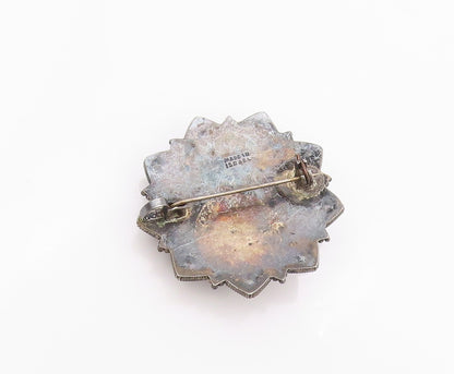 925 Sterling Silver Vintage Brooch Pin ISRAEL Antique Amethyst Gemstone  BP11565