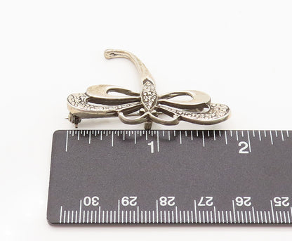 925 Sterling Silver  Vintage Textured Dragonfly Cutout Brooch Pin  BP10146