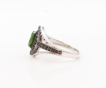 925 Sterling Silver Vintage Ring Green Topaz Cutout Spinel Bands  Sz 7  RG29733