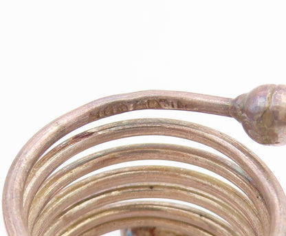 925 Sterling Silver Vintage Ring Coiled Wire With Ball Ends Band  Sz 9  RG33908