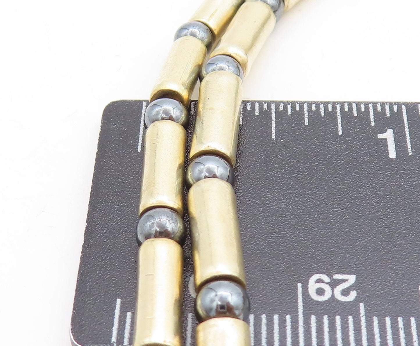 ANTIOCH 925 Silver Vintage Hematite Gold Plated Bar Chain Necklace  NE1771