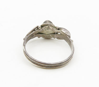 925 Sterling Silver  Vintage Cabochon Cut White Topaz Band Ring Sz 6  RG16985
