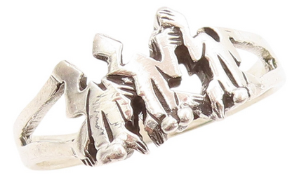 925 Sterling Silver Vintage Ring Designer Jumping Frogs Cutout  Sz 9  RG32865