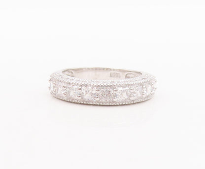 925 Sterling Silver Vintage Ring Designer Multi Shape CZ Inlay  Sz 7  RG29600