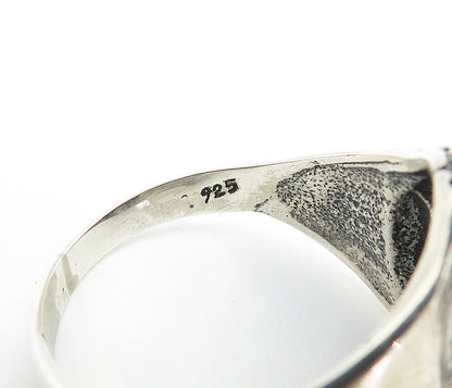 925 Sterling Silver  Shiny Chiseled Face Design Band Ring Sz 7.5  RG8169