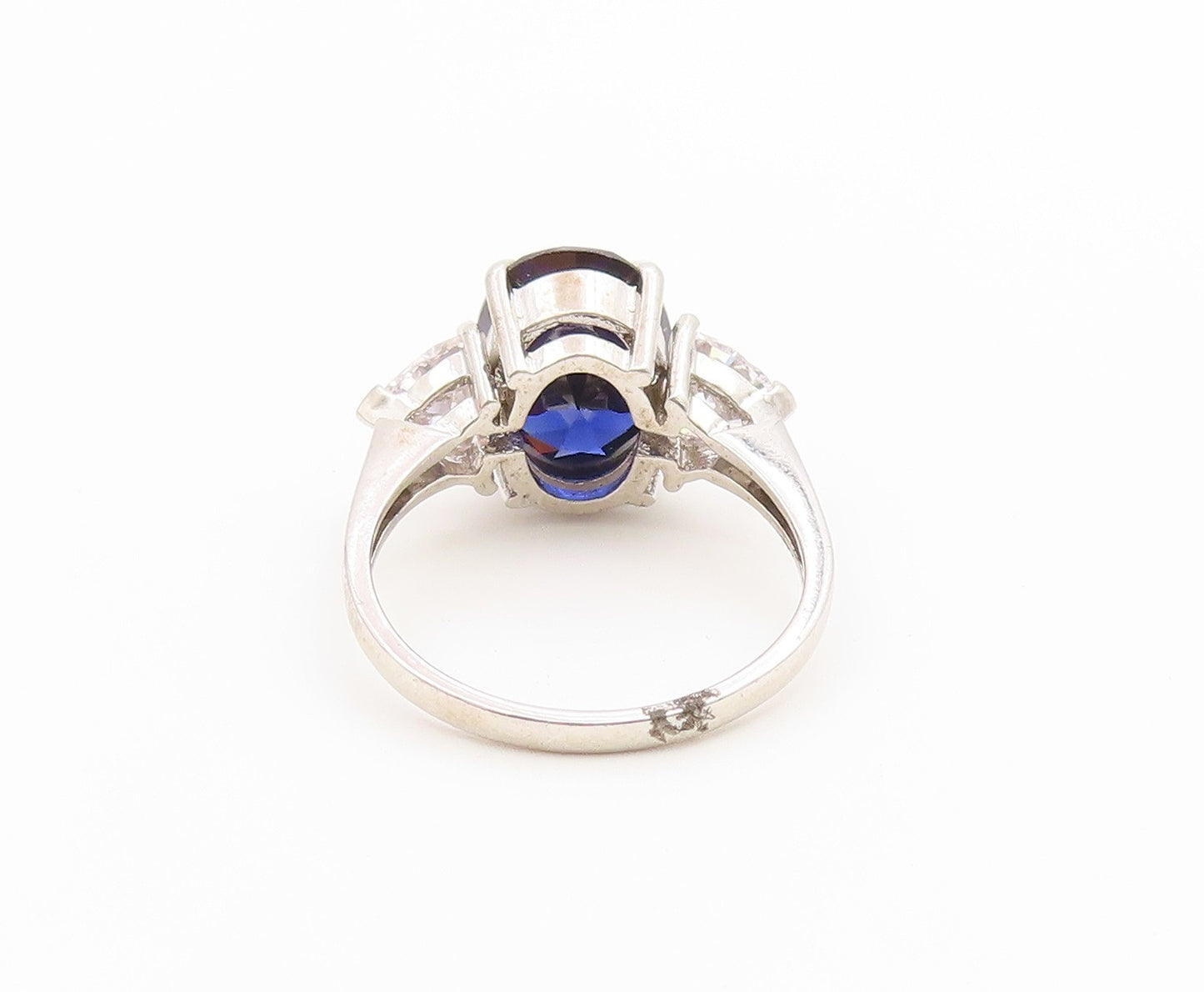 925 Sterling Silver Vintage Ring Oval Cut Sapphire & Topaz Band  Sz 10  RG36892