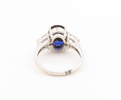 925 Sterling Silver Vintage Ring Oval Cut Sapphire & Topaz Band  Sz 10  RG36892