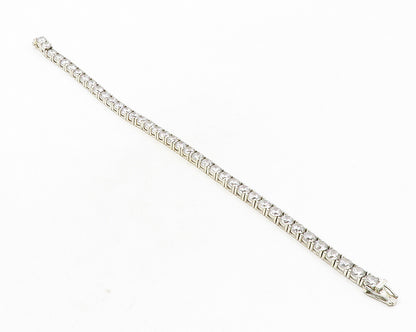 925 Sterling Silver  Vintage Sparkling Cubic Zirconia Tennis Bracelet  BT4165