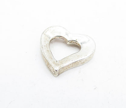925 Sterling Silver  Vintage Shiny Polished Open Love Heart Pendant  PT3752