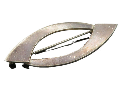 MEXICO 925 Sterling Silver  Vintage Dark Tone Smooth Open Brooch Pin  BP5172