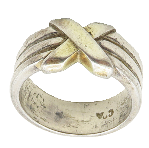 DAVID SIGAL 925 Sterling Silver  Vintage Shiny X Ribbed Band Ring Sz 6  RG9780