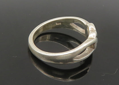 925 Sterling Silver  Vintage Shiny Open Love Heart Band Ring Sz 6.5  RG22248
