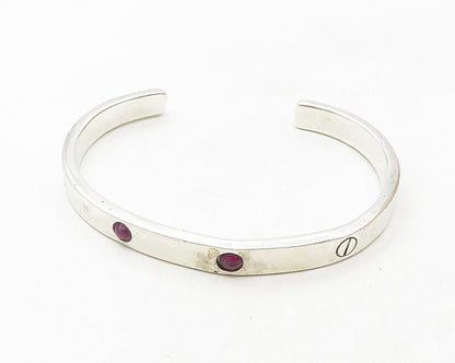 ATI MEXICO 925 Silver  Vintage Amethyst Screw Detail Cuff Bracelet  BT4471