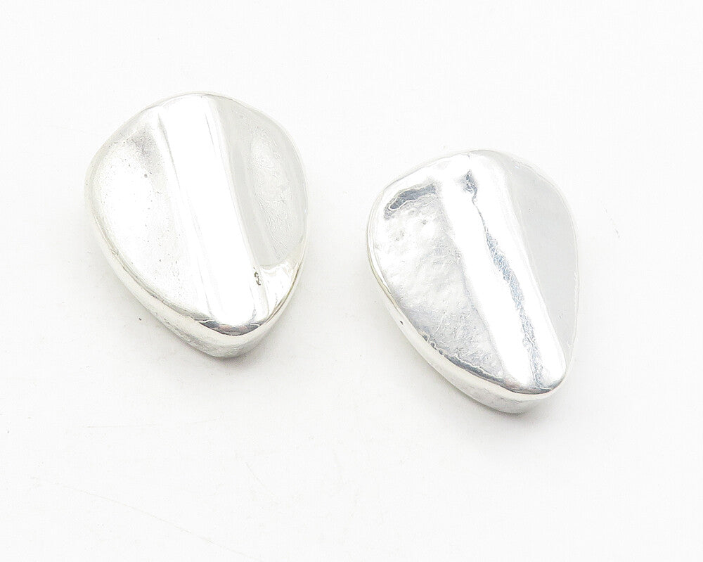925 Sterling Silver  Vintage Hollow Smooth Shiny Non Pierce Earrings  EG6184