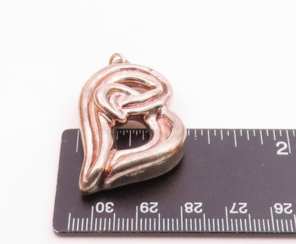DESIGNER 925 Silver  Vintage Dark Tone Hollow Love Heart Pendant  PT19496