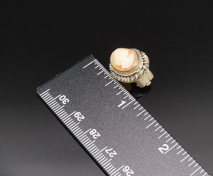 EUROPEAN 925 Silver  Vintage Carved MOP Cameo Non Pierced Earrings  EG12139
