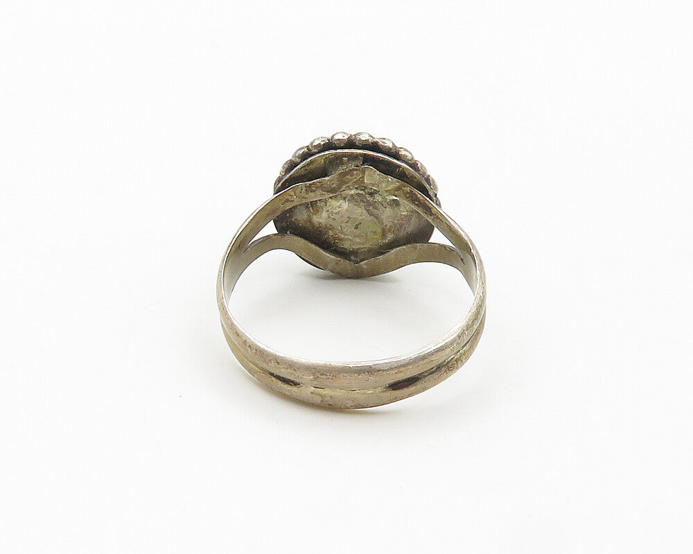 925 Sterling Silver  Vintage Cabochon Malachite Cocktail Ring Sz 8  RG18405