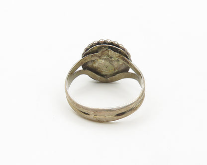 925 Sterling Silver  Vintage Cabochon Malachite Cocktail Ring Sz 8  RG18405