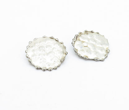 925 Sterling Silver  Vintage Modernist Sculpted Non Pierce Earrings  EG2410