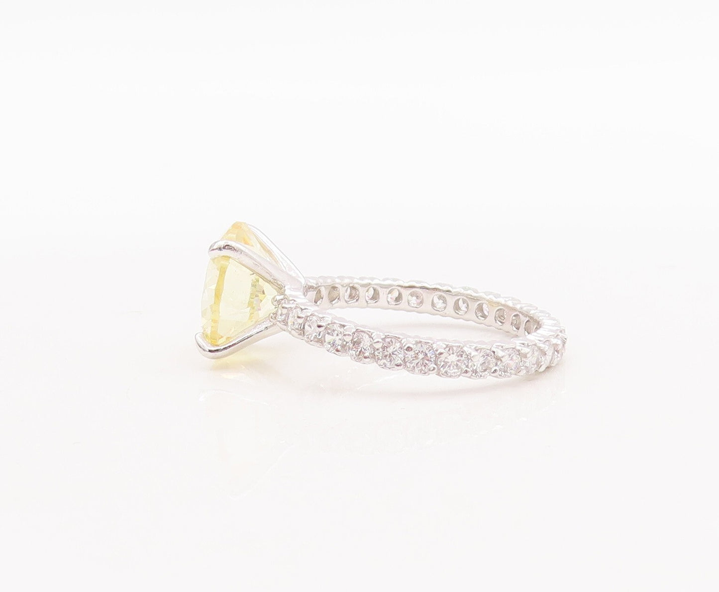 925 Sterling Silver Vintage Ring All Shank CZ Inlay Round Citrine  Sz 7  RG28776