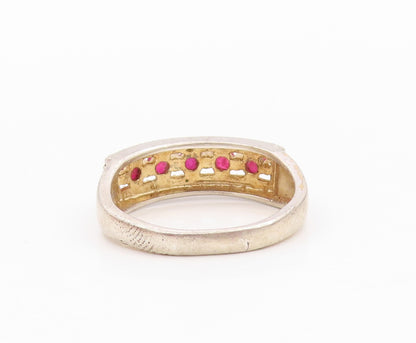 925 Sterling Silver Vintage Ring Minimalist Ruby Band Halo CZ  Sz 7  RG31776