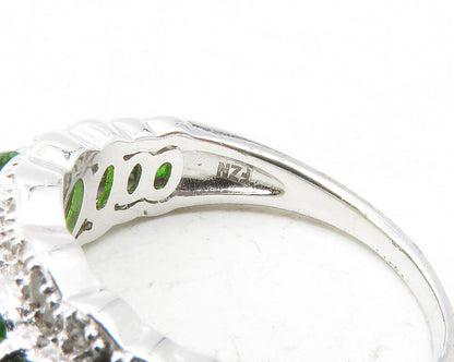 925 Sterling Silver  Peridot & Topaz Graduated Shiny Band Ring Sz 6  RG12229