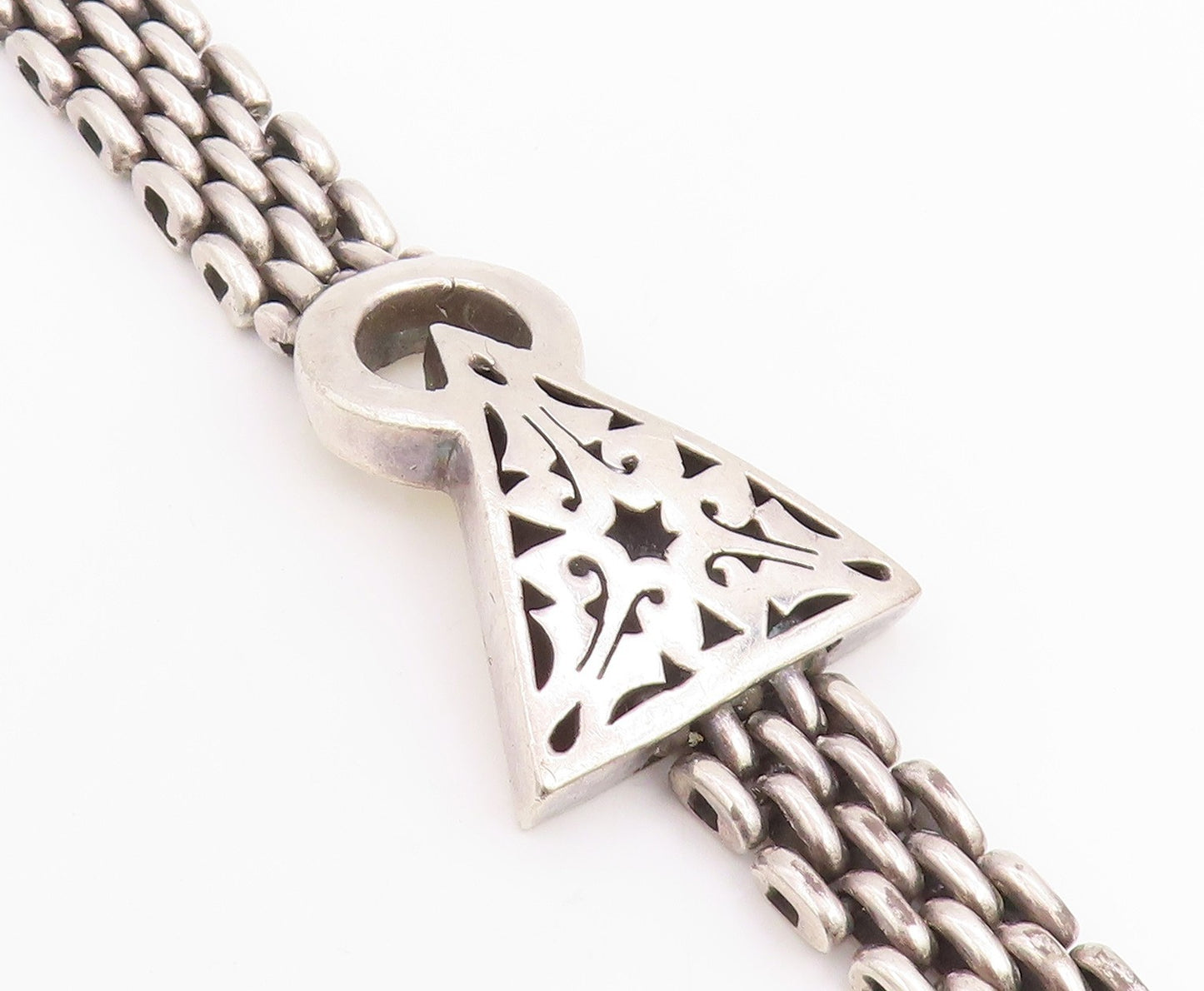 925 Sterling Silver Vintage Bracelet Intricate Geometric Woven Chain  BT11832