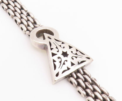 925 Sterling Silver Vintage Bracelet Intricate Geometric Woven Chain  BT11832