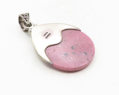 BALI 925 Sterling Silver  Vintage Rhodonite Swirl Pattern Drop Pendant  PT7746